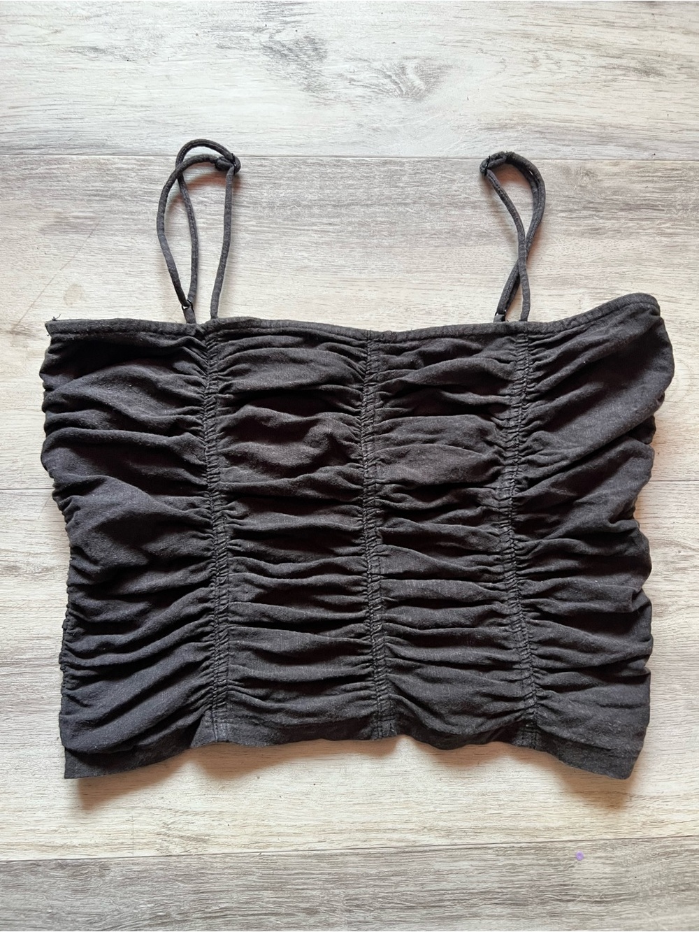 Free People Black Ruched Cropped Cami